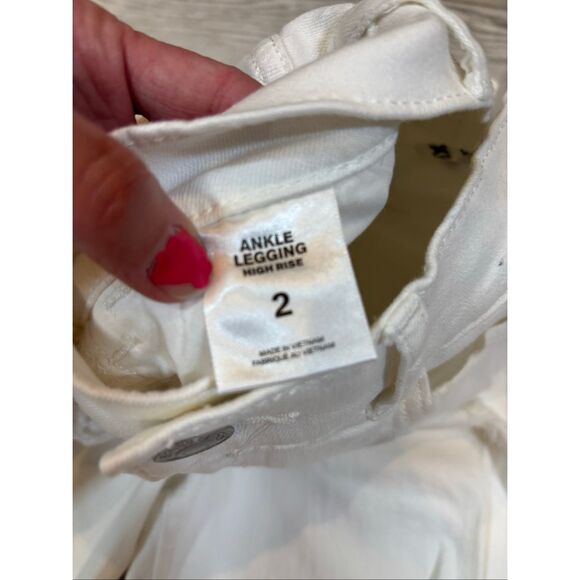 Express ankle legging high-rise white distressed jeans size 2 - Picture 12 of 13
